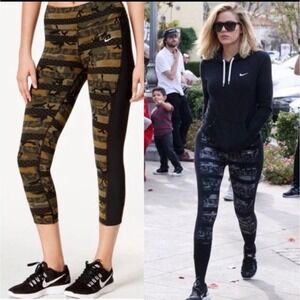 Nike Epic Lux  Militia Green/Black Women's S running Crop pant legging camoflage